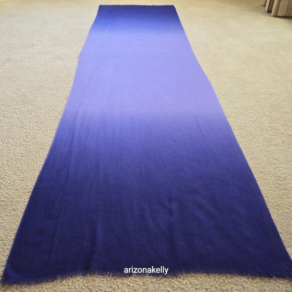 Wool/Cashmere Ombre Gradient Blue Scarf - Picture 4 of 8